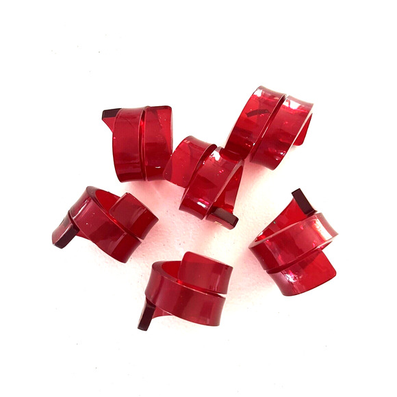 NWOT Lot of 6 RED Acrylic Christmas Napkin Rings Holders EXCELLENT - Picture 1 of 7